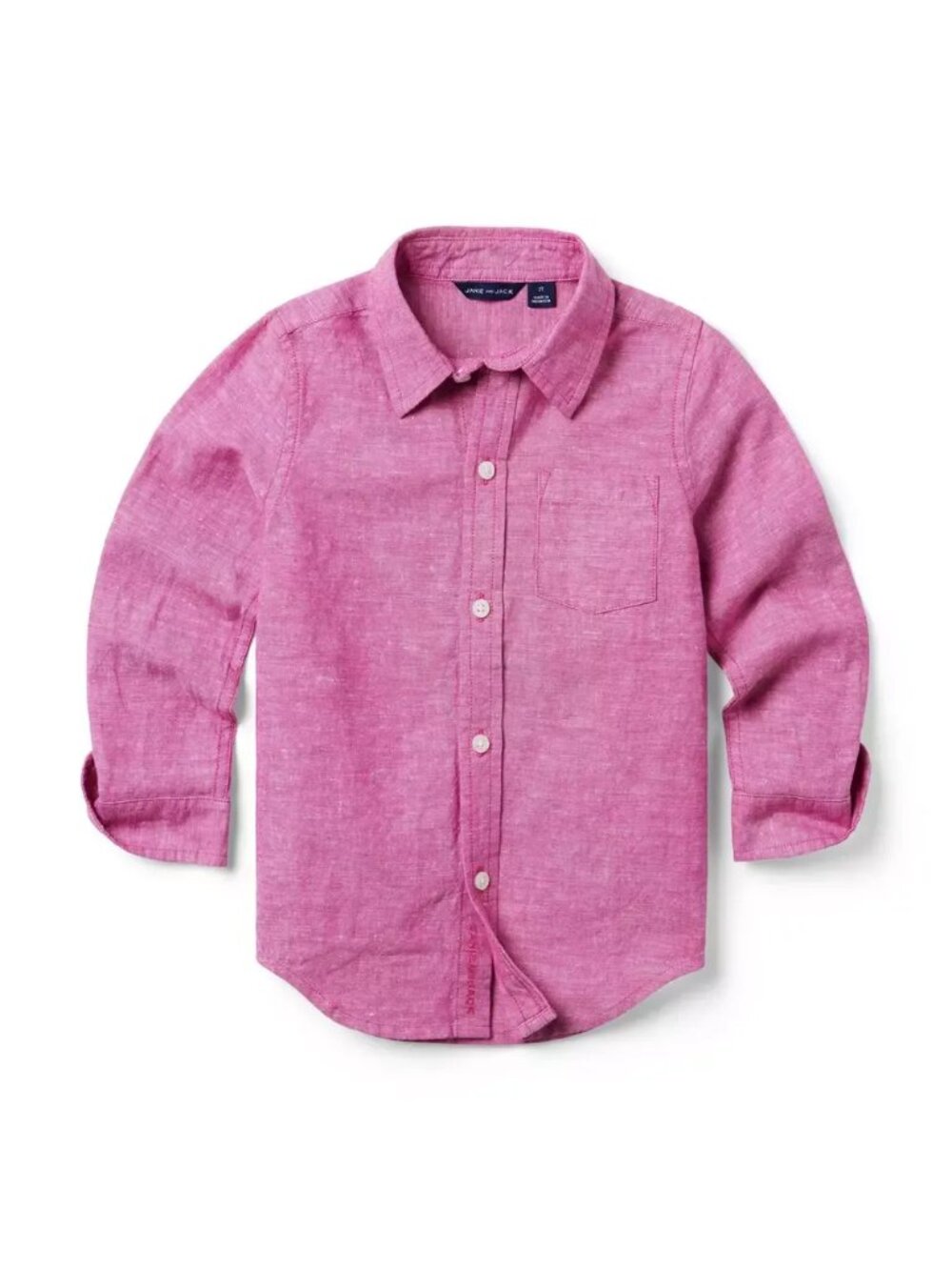 Janie and Jack Boys Red Linen Button Front Shirt, Size 4